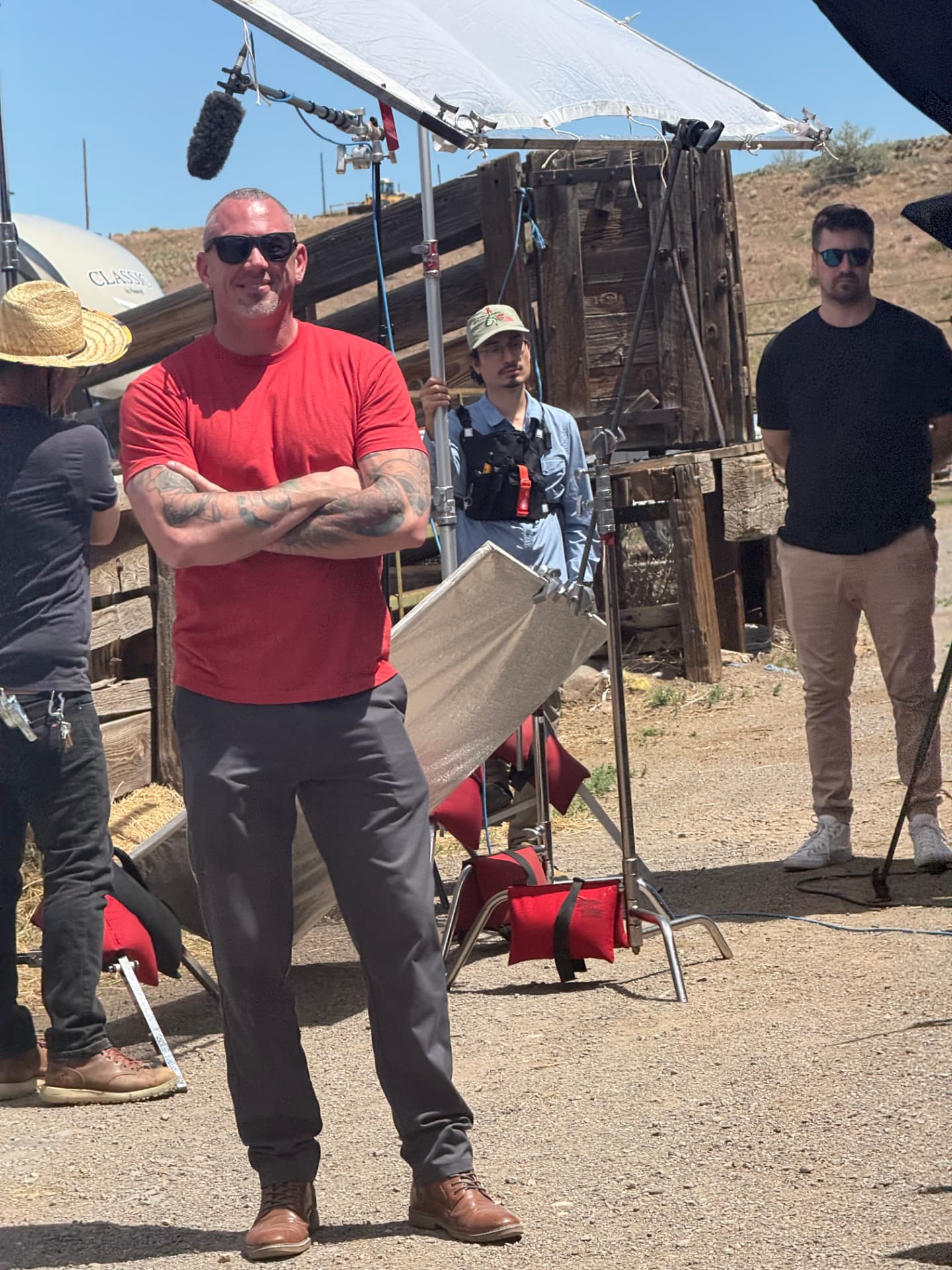 Brandon and the Dreampilot Films crew on a commercial set